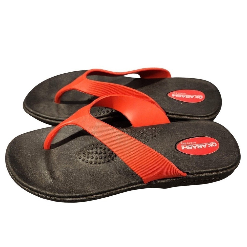 Okabashi‎ Sandals Shoes Womens Size 8 Black Red Flip Flop Everyday Comfort